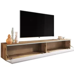 Szafki Rtv>BRATEX Szafka pod tv dąb wotan biały połysk 180 cm BROMI