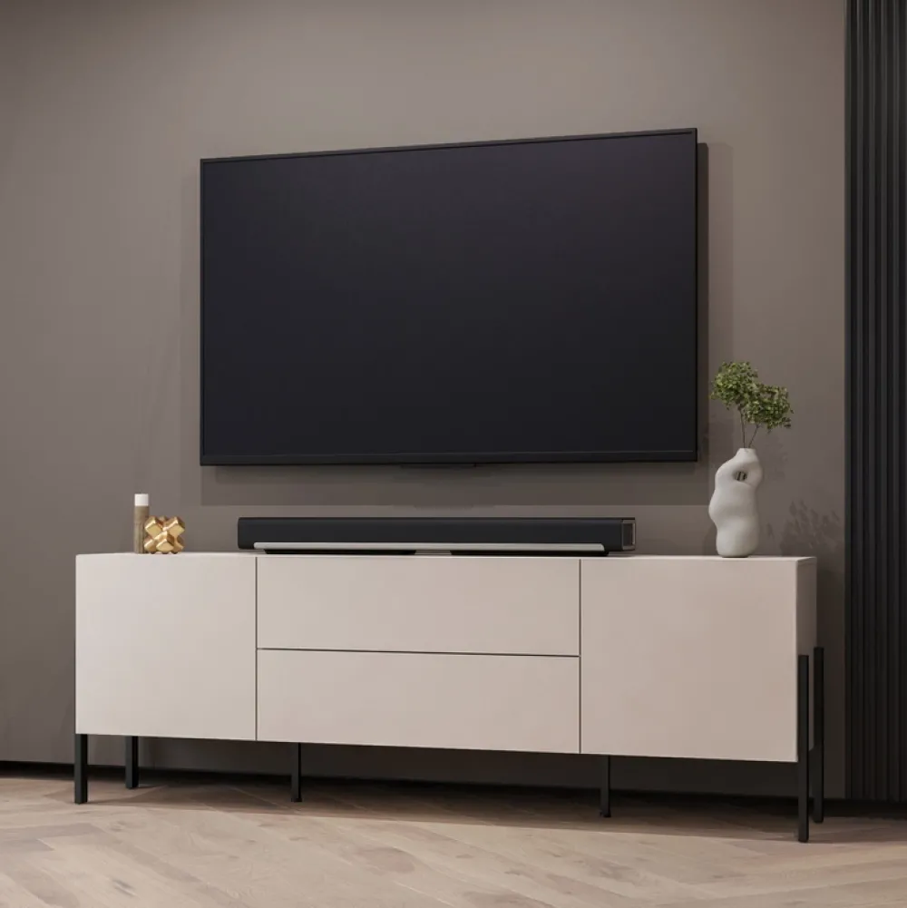 Zestawy Mebli Do Salonu|Szafki Rtv>Helvetia Szafka RTV 204 cm do salonu z szufladami JUKON kaszmir