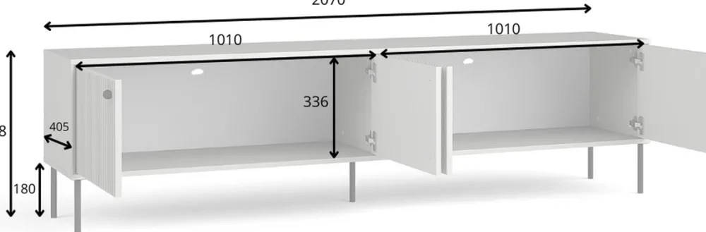 Zestawy Mebli Do Salonu|Szafki Rtv>MEBLOSIEK Szafka RTV 207 cm do salonu szeroka IRYS szara