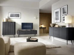 Szafki Rtv></noscript>PIASKI Szafka RTV 168 cm pod telewizor do salonu ZENIT frezowana czarny