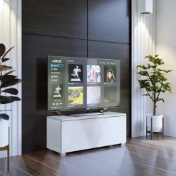 Zestawy Mebli Do Salonu|Szafki Rtv></noscript>BROMARKT Szafka RTV połysk 105 cm PREMIUM biały