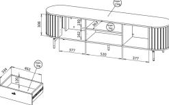 Szafki Rtv|Zestawy Mebli Do Salonu></noscript>DOLMAR Szafka RTV do salonu z zaokrąglonymi boczkami 180 cm ZELDA cashmere kaszmir