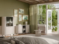 Szafki Rtv|Zestawy Mebli Do Salonu></noscript>DOLMAR Szafka RTV do salonu z zaokrąglonymi boczkami 180 cm ZELDA cashmere kaszmir