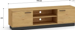 Zestawy Mebli Do Salonu|Szafki Rtv></noscript>ML Meble Szafka RTV pod telewizor 170 cm loftowa MONELLI dąb stylowy