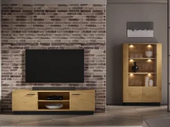 Zestawy Mebli Do Salonu|Szafki Rtv></noscript>ML Meble Szafka RTV pod telewizor 170 cm loftowa MONELLI dąb stylowy