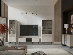 Zestawy Mebli Do Salonu|Szafki Rtv>JUREK Szafka RTV pod telewizor z przeszkleniem 160 cm do salonu MIREL