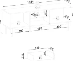 Szafki Rtv></noscript>PIASKI Szafka RTV pod telewizor 153 cm z szufladą JUVA kaszmir
