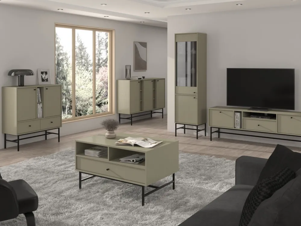 Szafki Rtv>Lempert Szafka RTV pod telewizor z drzwiami i szufladami 180 cm TOKEN eukaliptus