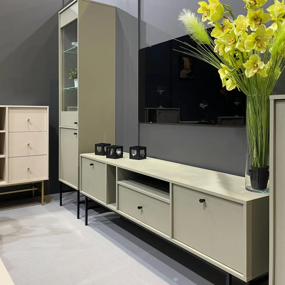 Szafki Rtv>Lempert Szafka RTV pod telewizor z drzwiami i szufladami 180 cm TOKEN eukaliptus