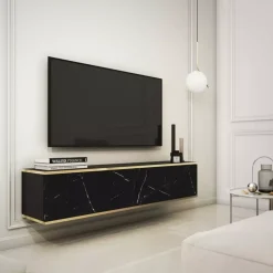 Zestawy Mebli Do Salonu|Szafki Rtv>PIASKI Szafka RTV w strukturze płyty marmuru 135 cm ORVIETO