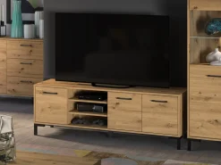 Zestawy Mebli Do Salonu|Szafki Rtv></noscript>ML Meble Szafka RTV w stylu loftowym do salonu NEVIO dąb artisan