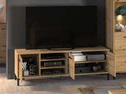 Zestawy Mebli Do Salonu|Szafki Rtv></noscript>ML Meble Szafka RTV w stylu loftowym do salonu NEVIO dąb artisan