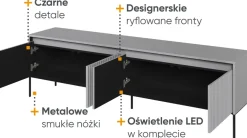 Zestawy Mebli Do Salonu|Szafki Rtv></noscript>lenart. Szafka RTV z ryflowanymi frontami na wysokich nóżkach 193 cm TREND