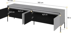 Zestawy Mebli Do Salonu|Szafki Rtv></noscript>lenart. Szafka RTV z ryflowanymi frontami na wysokich nóżkach 193 cm TREND
