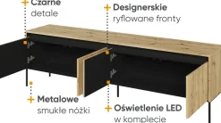 Zestawy Mebli Do Salonu|Szafki Rtv></noscript>lenart. Szafka RTV z ryflowanymi frontami do salonu 193 cm TREND