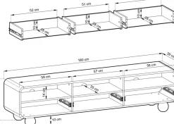 Zestawy Mebli Do Salonu|Szafki Rtv></noscript>PIASKI Szafka RTV z szufladami do salonu 180 cm kaszmir AVELON