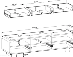 Zestawy Mebli Do Salonu|Szafki Rtv></noscript>PIASKI Szafka RTV z szufladami do salonu 160 cm kaszmir AVELON