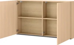 Szafki>lenart. Szafka wisząca 141 cm dwudrzwiowa z półkami WOOW dąb vincenza