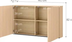 Szafki></noscript>lenart. Szafka wisząca 141 cm dwudrzwiowa z półkami WOOW dąb vincenza