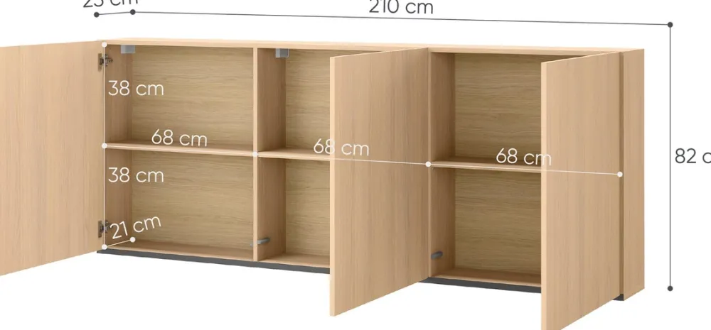 Szafki>lenart. Szafka wisząca 210 cm z pojemnymi półkami WOOW dąb vincenza