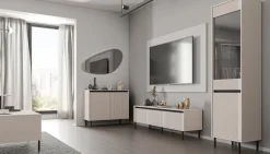 Szafki></noscript>Lempert Szafka wisząca do salonu 46 cm z frezowanym frontem OMEGA beż piaskowy