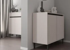 Szafki></noscript>Lempert Szafka wisząca do salonu 46 cm z frezowanym frontem OMEGA beż piaskowy