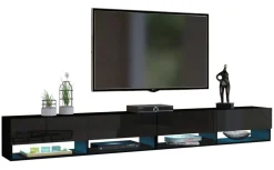 Zestawy Mebli Do Salonu|Szafki Rtv>BROMARKT Szafki pod telewizor czarne połysk 280 cm PREMIUM QUAD czarny