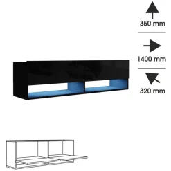 Zestawy Mebli Do Salonu|Szafki Rtv>BROMARKT Szafki pod telewizor czarne połysk 280 cm PREMIUM QUAD czarny