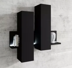 Szafki Wiszące></noscript>Helvetia Szafki wiszące z oświetloną półką TABU mat czarny