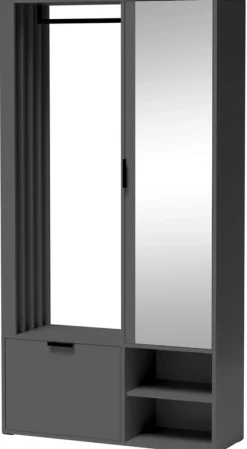 Garderoby></noscript>JARSTOL Szara garderoba do przedpokoju z lustrem MORTIS drążek szary