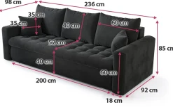 Meble Młodzieżowe|Kanapy I Sofy></noscript>BROMARKT Szara kanapa do salonu z funkcją spania LUIS pojemnik na pościel