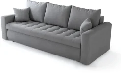 Meble Młodzieżowe|Kanapy I Sofy></noscript>BROMARKT Szara kanapa do salonu z funkcją spania LUIS pojemnik na pościel