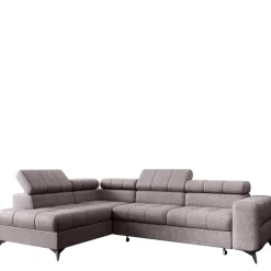 Narożniki>NEXT COLLECTION Szara kanapa narożna do salonu z funkcją spania POLA regulowane zagłówki pianka HR