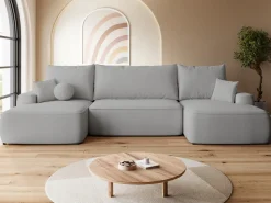 Narożniki>BROMARKT Szara kanapa narożna do salonu z funkcją spania CARMELLO U