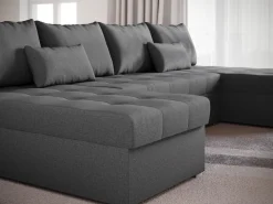 Narożniki></noscript>BROMARKT Szara kanapa narożna rozkładana z funkcją spania HOT U SLIM do salonu
