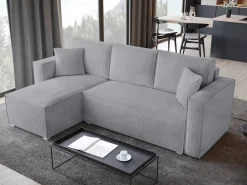 Meble Dla Dzieci|Meble Młodzieżowe></noscript>BROMARKT Szara kanapa narożna z funkcją spania TOP sztruks