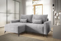 Meble Dla Dzieci|Meble Młodzieżowe></noscript>BROMARKT Szara kanapa narożna z funkcją spania na nóżkach rozkładana LORENZO