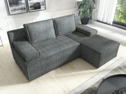 Narożniki></noscript>IZABELLA MEBLE Szara kanapa narożna z funkcją spania i pojemnikiem CASPAR