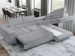 Narożniki>BROMARKT Szara kanapa narożna z funkcją spania ANTON sztruks