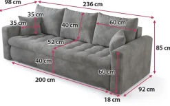 Meble Młodzieżowe|Kanapy I Sofy></noscript>BROMARKT Szara kanapa rozkładana z funkcją spania do salonu LUIS