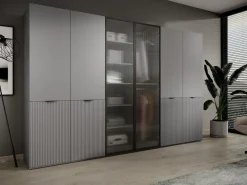 Meble Dla Dzieci|Szafy Otwierane></noscript>PIASKI Szara nowoczesna dwudrzwiowa szafa z witryną 101 cm SIGMA szary