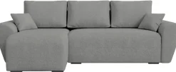 Narożniki>IZABELLA MEBLE Szara rogówka boucle z funkcją spania do salonu ROTTERDAM