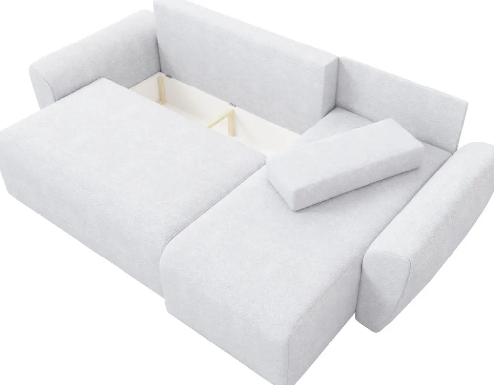 Narożniki>IZABELLA MEBLE Szara rogówka boucle z funkcją spania do salonu ROTTERDAM