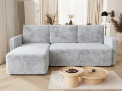 Meble Dla Dzieci|Meble Młodzieżowe></noscript>BROMARKT Szara rogówka do salonu z pojemnikiem i funkcją spania QULIO