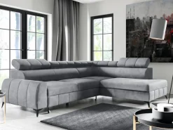 Narożniki></noscript>Meble Grand Szara rogówka do salonu z funkcją spania SOFFO