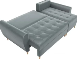 Narożniki>IZABELLA MEBLE Szara rogówka z funkcją spania i pojemnikiem do salonu HENRY