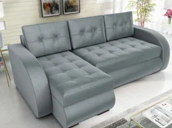 Narożniki></noscript>IZABELLA MEBLE Szara rozkładana kanapa narożna z funkcją spania do salonu BERGEN