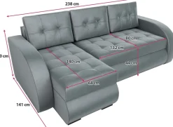 Narożniki></noscript>IZABELLA MEBLE Szara rozkładana kanapa narożna z funkcją spania do salonu BERGEN