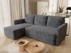 Meble Dla Dzieci|Meble Młodzieżowe>BROMARKT Szara rozkładana kanapa narożna do salonu z funkcją spania QULIO