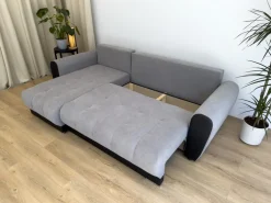 Meble Dla Dzieci|Meble Młodzieżowe></noscript>BROMARKT Szara rozkładana kanapa rogowa z funkcją spania DOMI